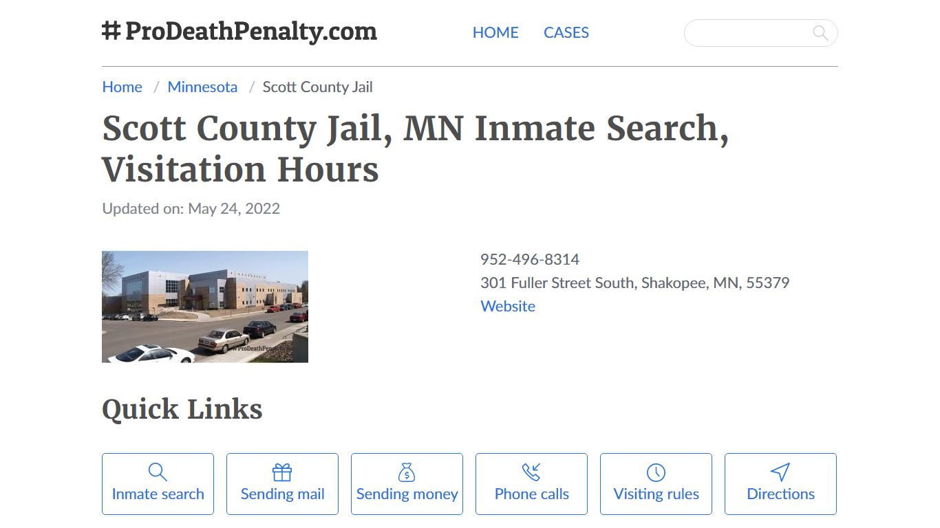 Scott County Jail, MN Inmate Search, Visitation Hours