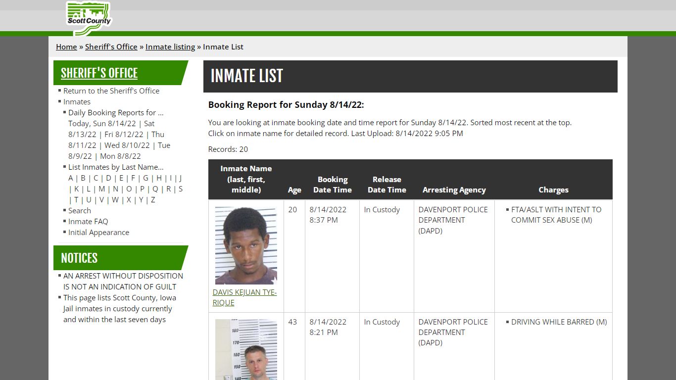 Inmate List - Scott County